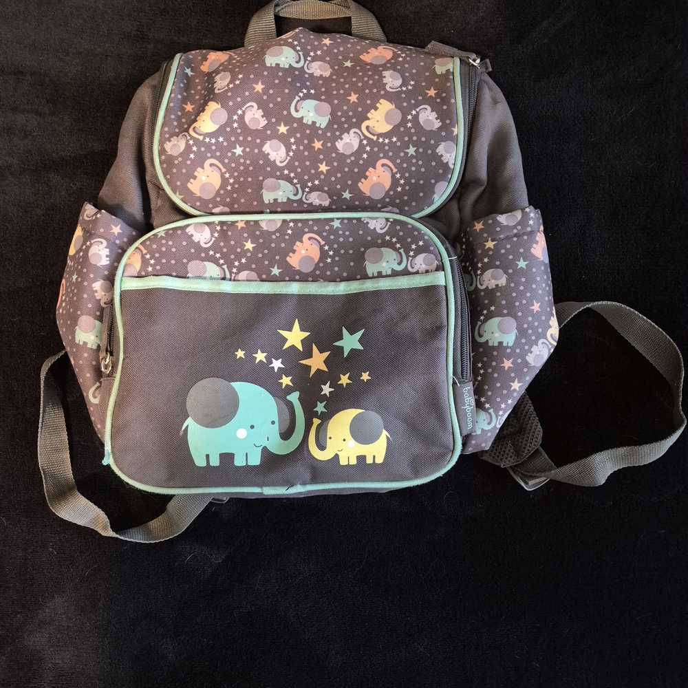 ​Baby Boom Elephant & Stars Backpack Diaper Bag - Gray & Mint
